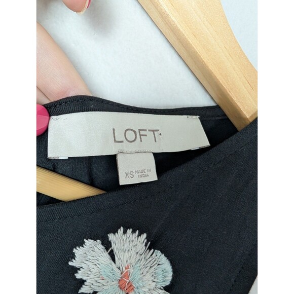 Loft Black Floral Embroidered Sleeveless Sundress XS - Picture 3 of 6